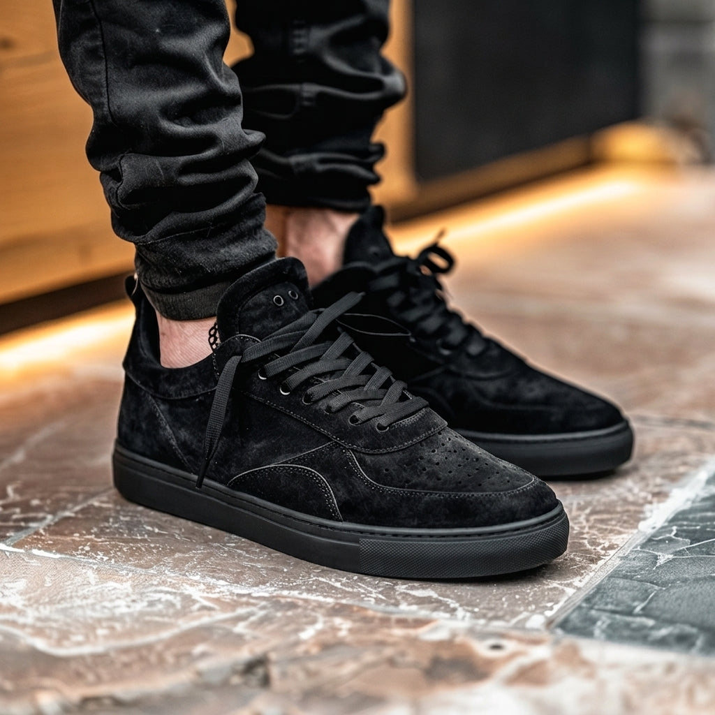 Black Suede Sport Coal Cusion Sneaker  - Summer 2024 Collection