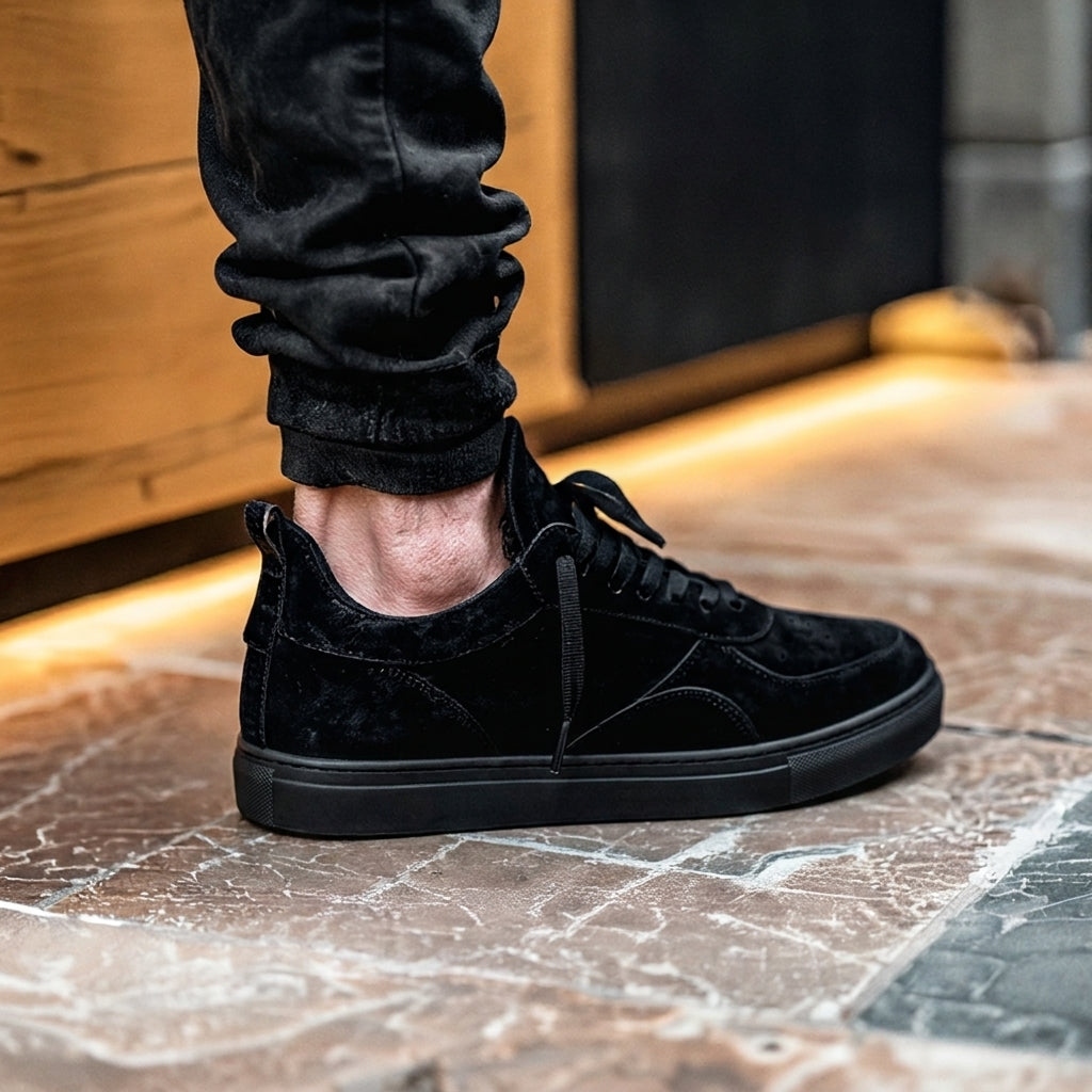 Black Suede Sport Coal Cusion Sneaker  - Summer 2024 Collection