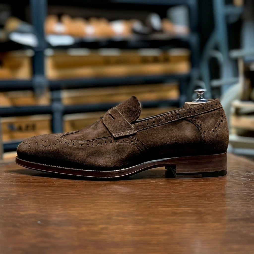 Tan Suede Wingtip Loafer Shoe  - Summer 2024 Collection