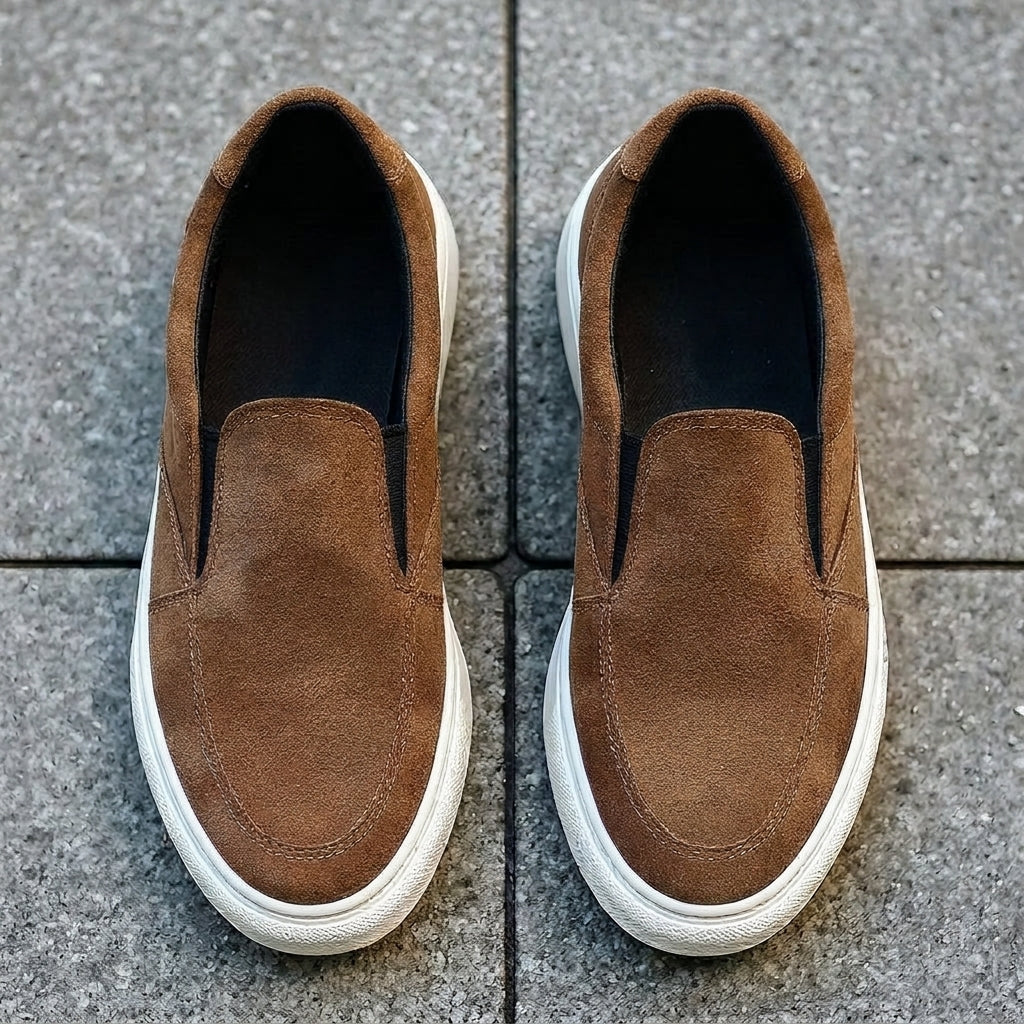 Dark Grey Suede Wheat Whisper Slip On Sneakers  - Summer  Casual Shoes Collection 2025 Collection - ITALIAN AW26