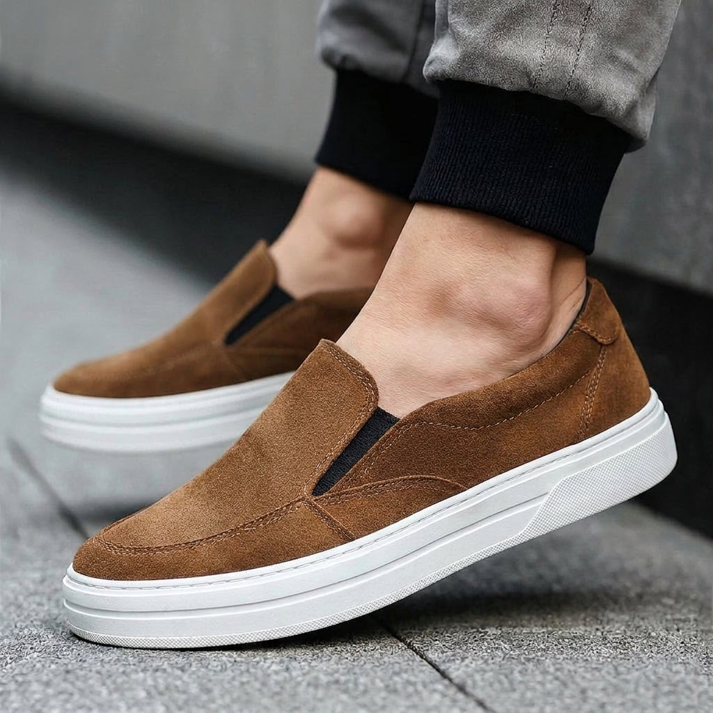 Dark Grey Suede Wheat Whisper Slip On Sneakers  - Summer  Casual Shoes Collection 2025 Collection - ITALIAN AW26