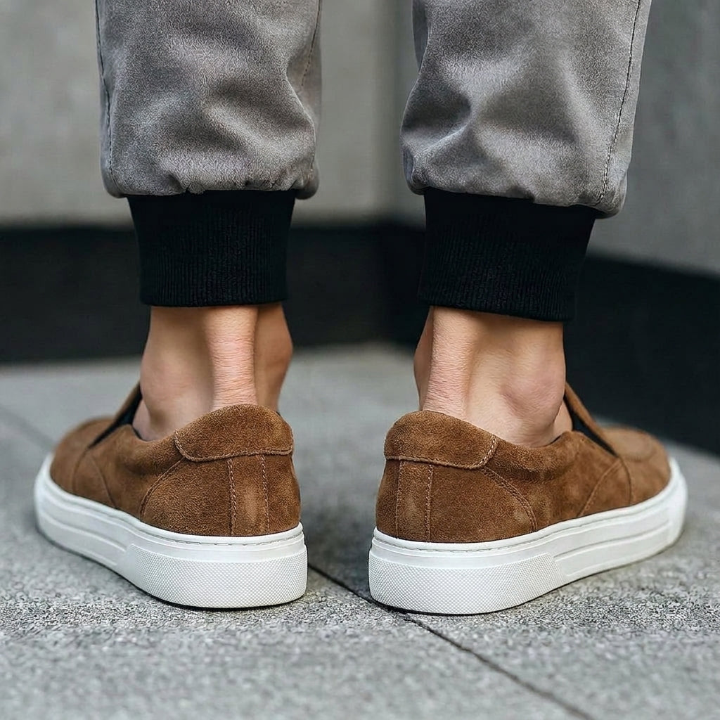 Dark Grey Suede Wheat Whisper Slip On Sneakers  - Summer  Casual Shoes Collection 2025 Collection - ITALIAN AW26
