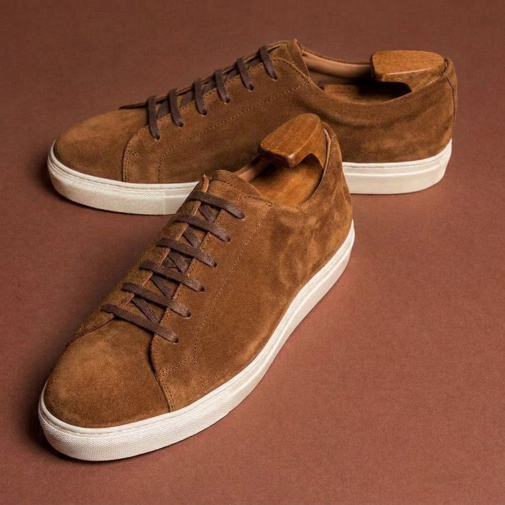 Brown Suede Leather  Lace Up BlancWalk Sneakers - Summer 2024 Collection