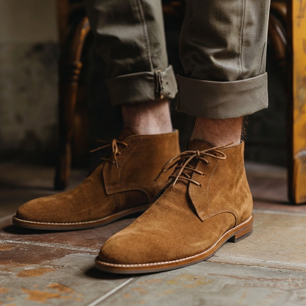 Tan Suede Vatero Chukka Desert Boots with Leather Sole - Summer 2024 Collection