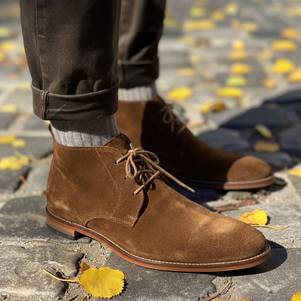 Tan Suede Vatero Chukka Desert Boots with Leather Sole - Summer 2024 Collection