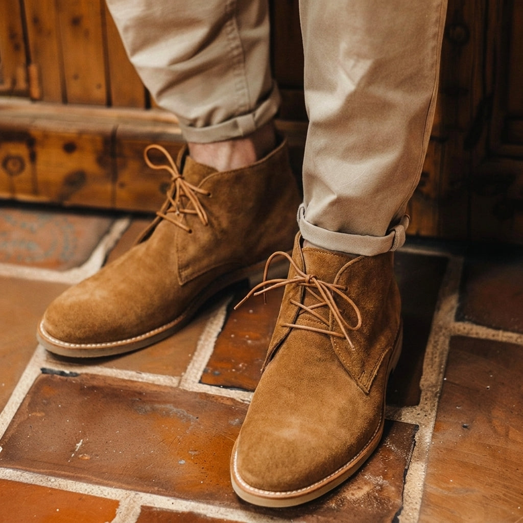 Tan Suede Sahara Step Chukka Desert Boots with Leather Sole - Summer 2024 Collection