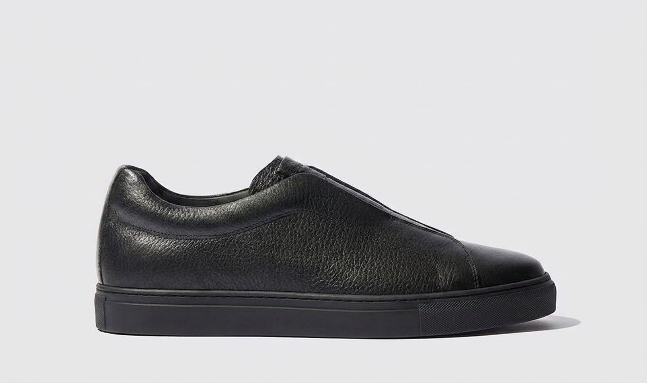Black Leather Surge Slipon Sneakers