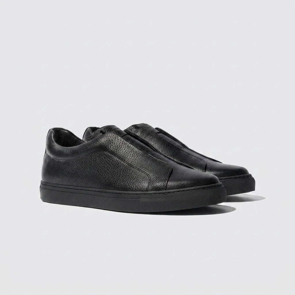 Black Leather Surge Slipon Sneakers