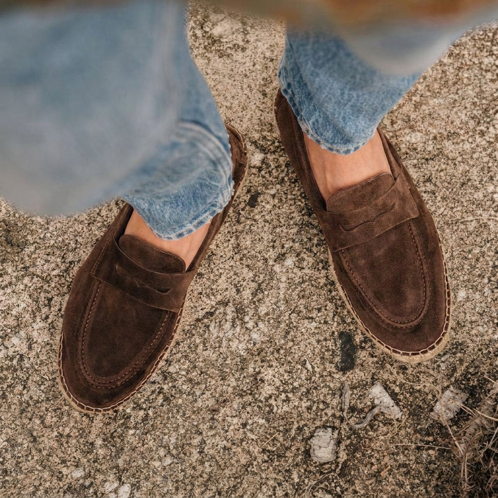 Brown Suede Celeste Calm Loafers with White Sole - Summer 2024 Collection