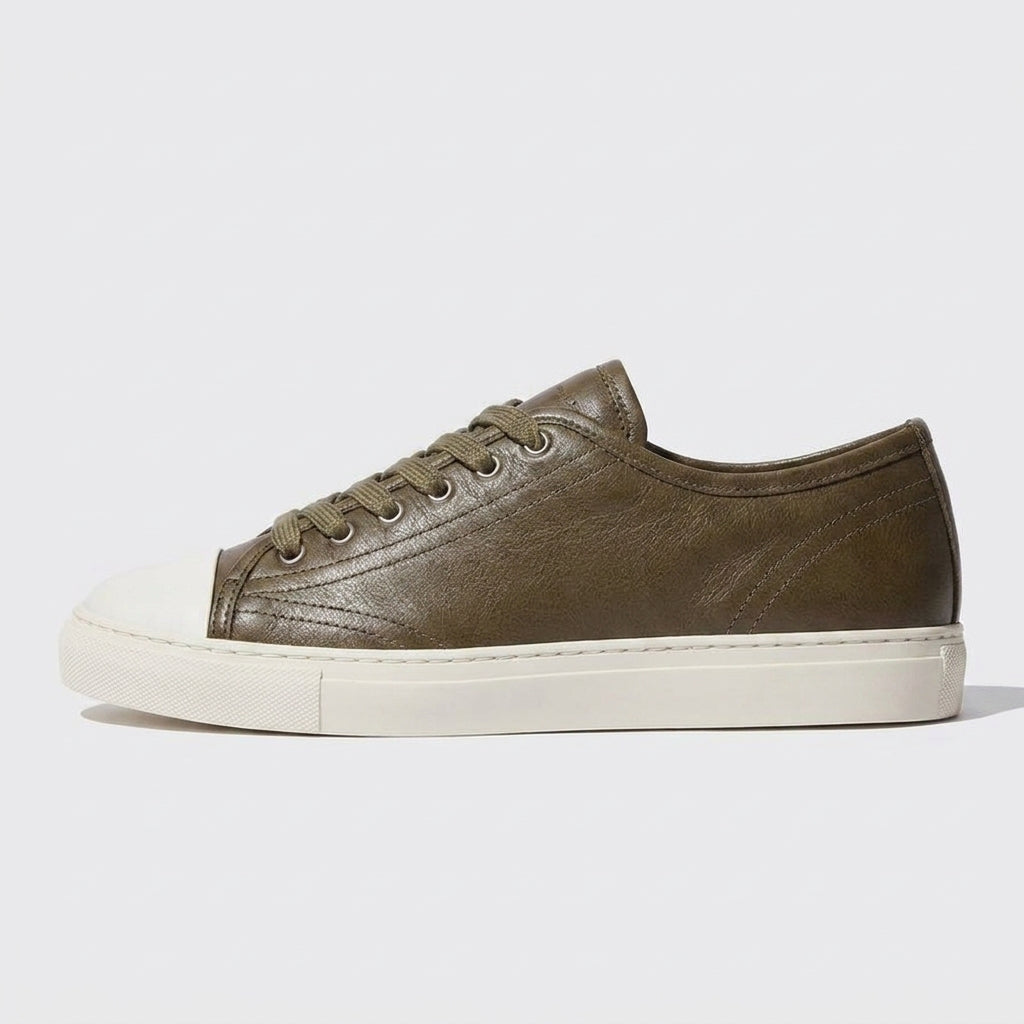 Green Leather Glide Gear Slipon Sneakers With White Sole