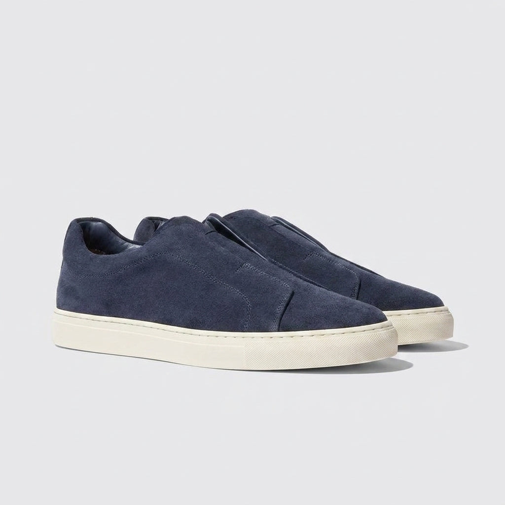 Navy Blue Leather Sky Surge Slipon Sneakers - Summer 2024 Collection