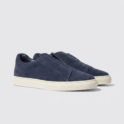 Navy Blue Leather Sky Surge Slipon Sneakers - Summer 2024 Collection
