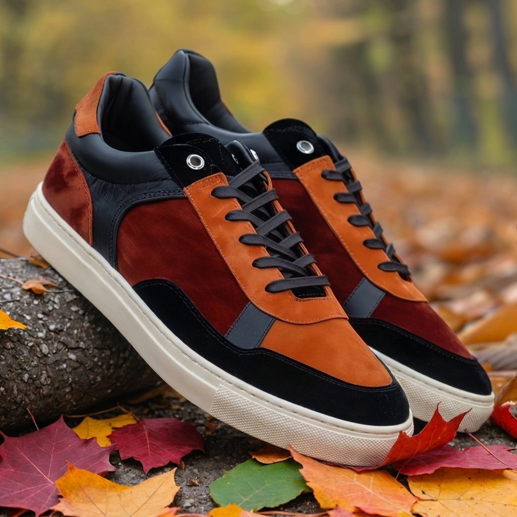 Multi Colour Suede Leather Blaze Bounce Lace-Up Sneakers with White Sole - Summer 2024 Collection