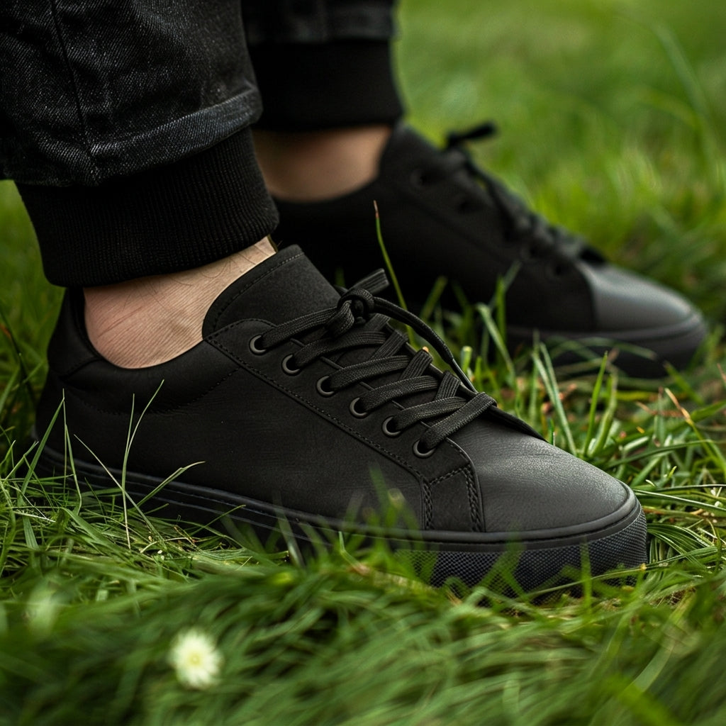 Black Nubuck Leather Eros Sneakers