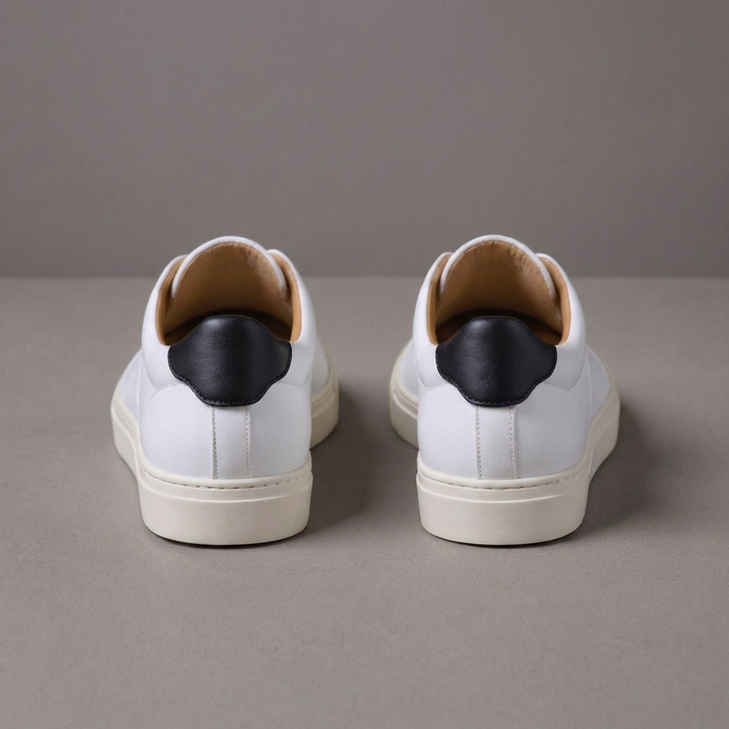 White Leather Sprint Lace-Up Sneakers with White Sole - Summer 2024 Collection