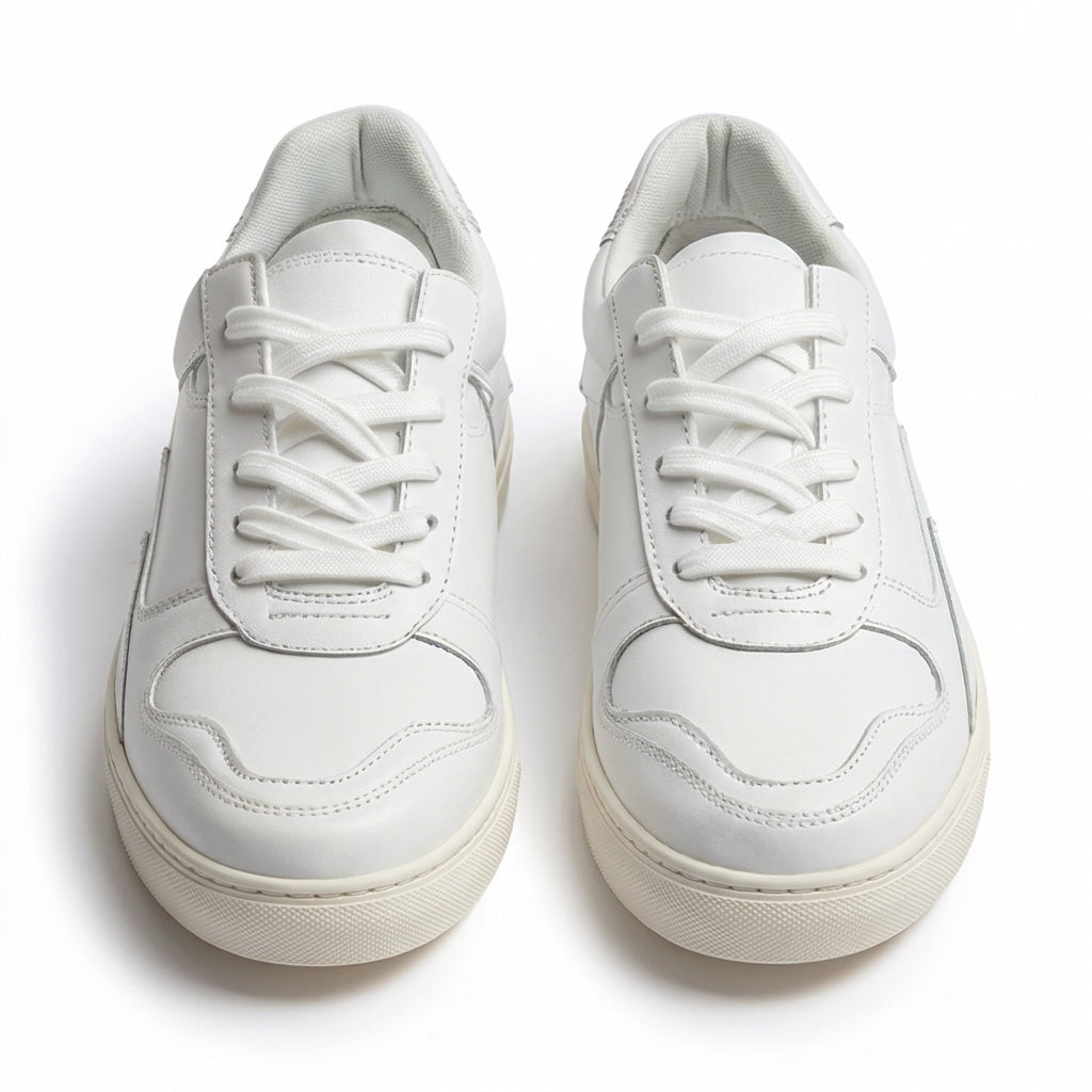 White Leather Girona Lace Up Sneakers - Summer 2024 Collection