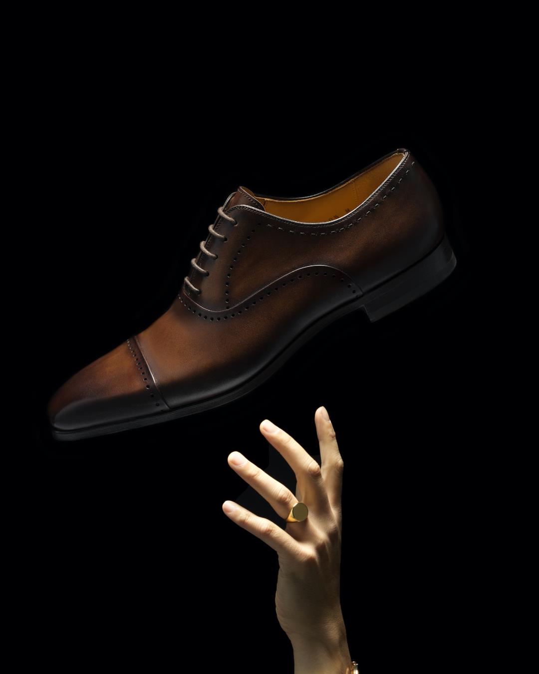Brown Leather Florian Lace Up Brogue Toe Cap Balmoral Oxfords