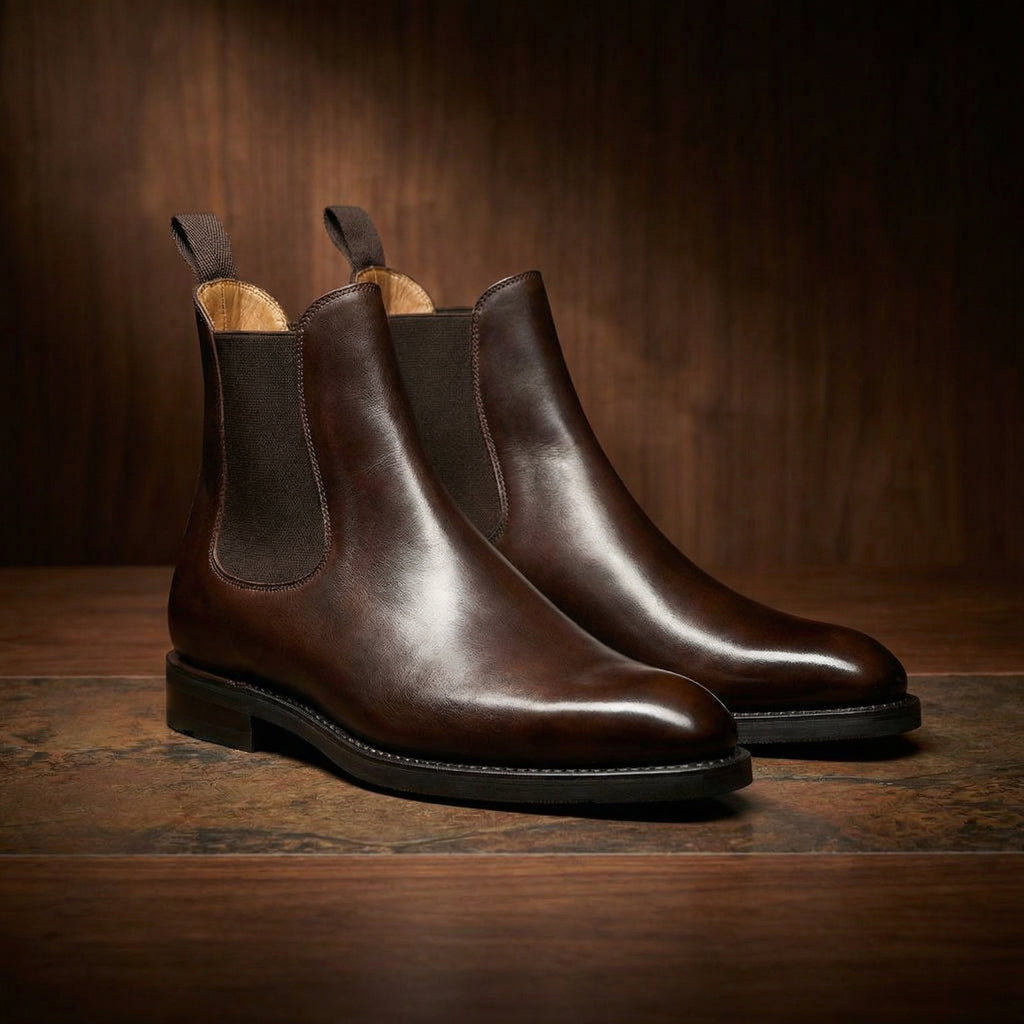 Height Increasing Brown Leather Fenland Slip On Chelsea Boots