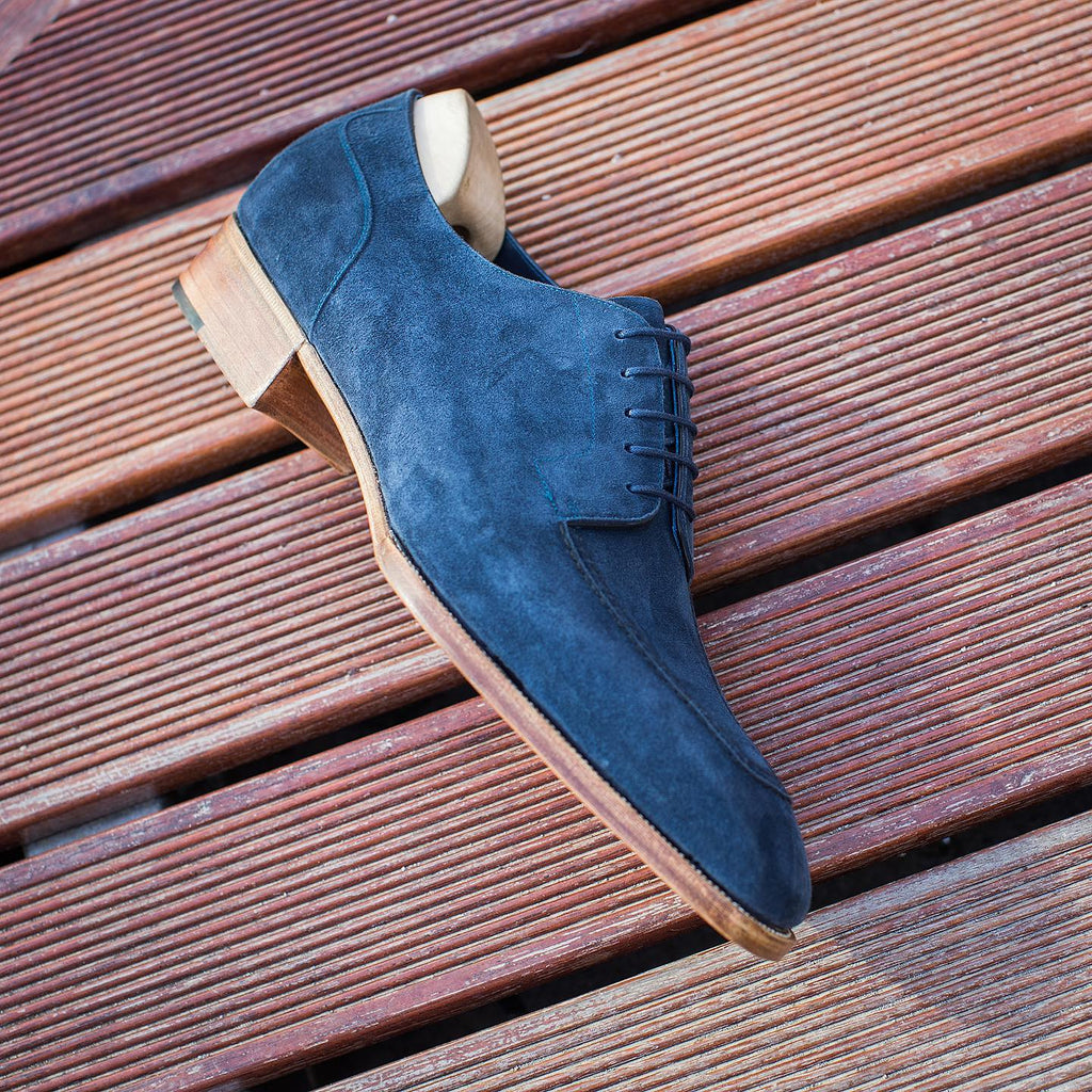 Navy Blue Suede Corsica Lace Up Derby Shoes