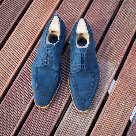 Navy Blue Suede Corsica Lace Up Derby Shoes