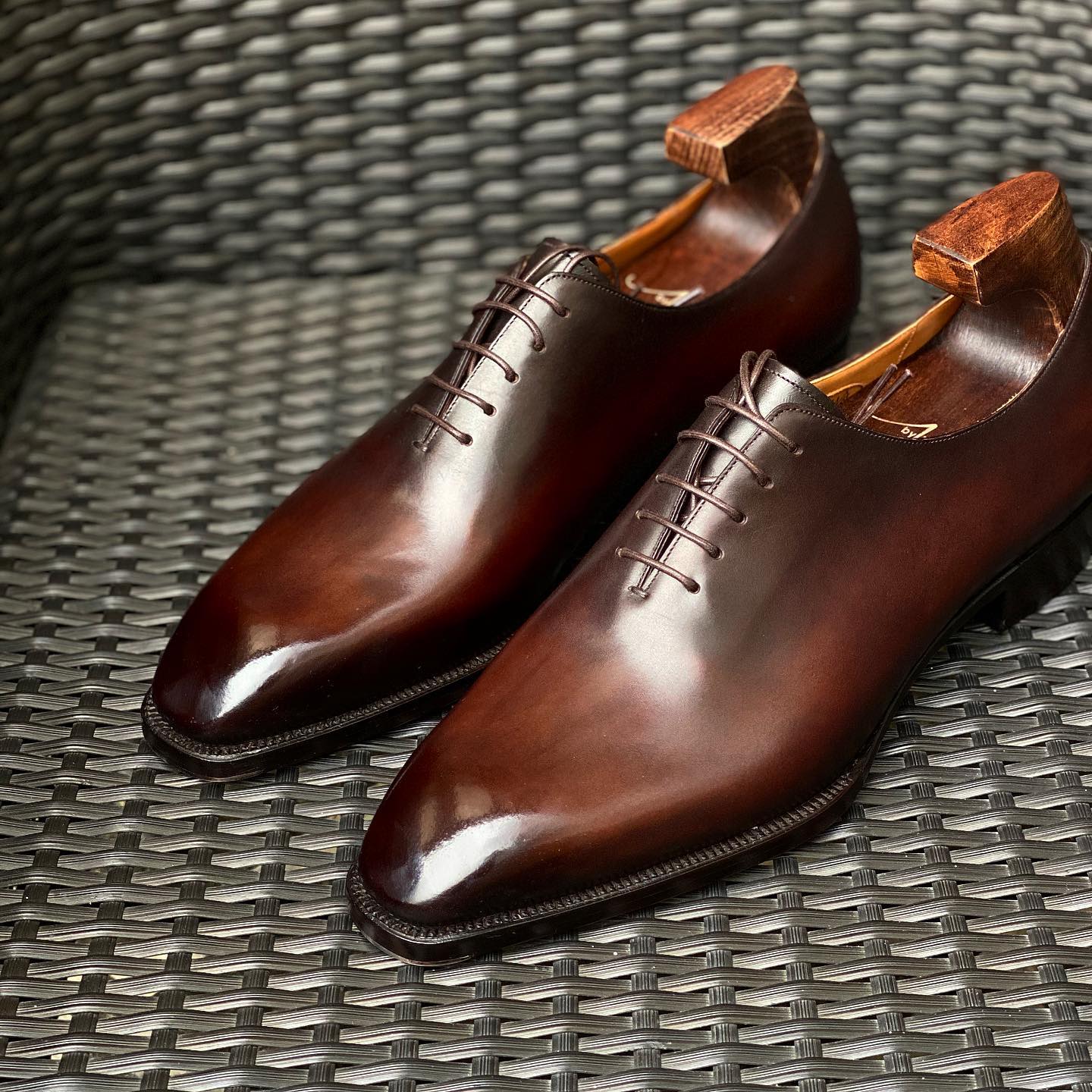Brown Leather Biarritz Whole Cut Oxford Shoes