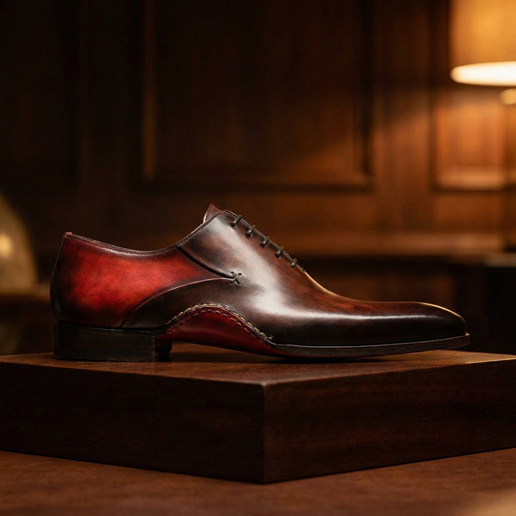 Red & Brown Leather Cobar Oxfords Shoes