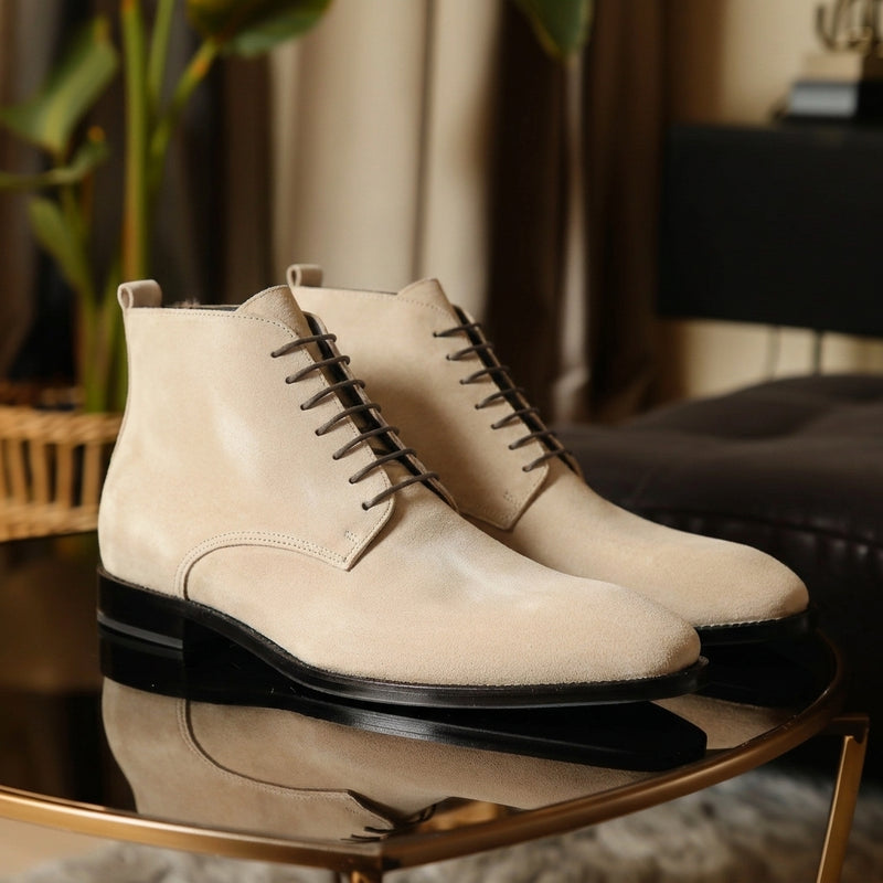 Beige Suede Claudio Lace Up Chukka Boots