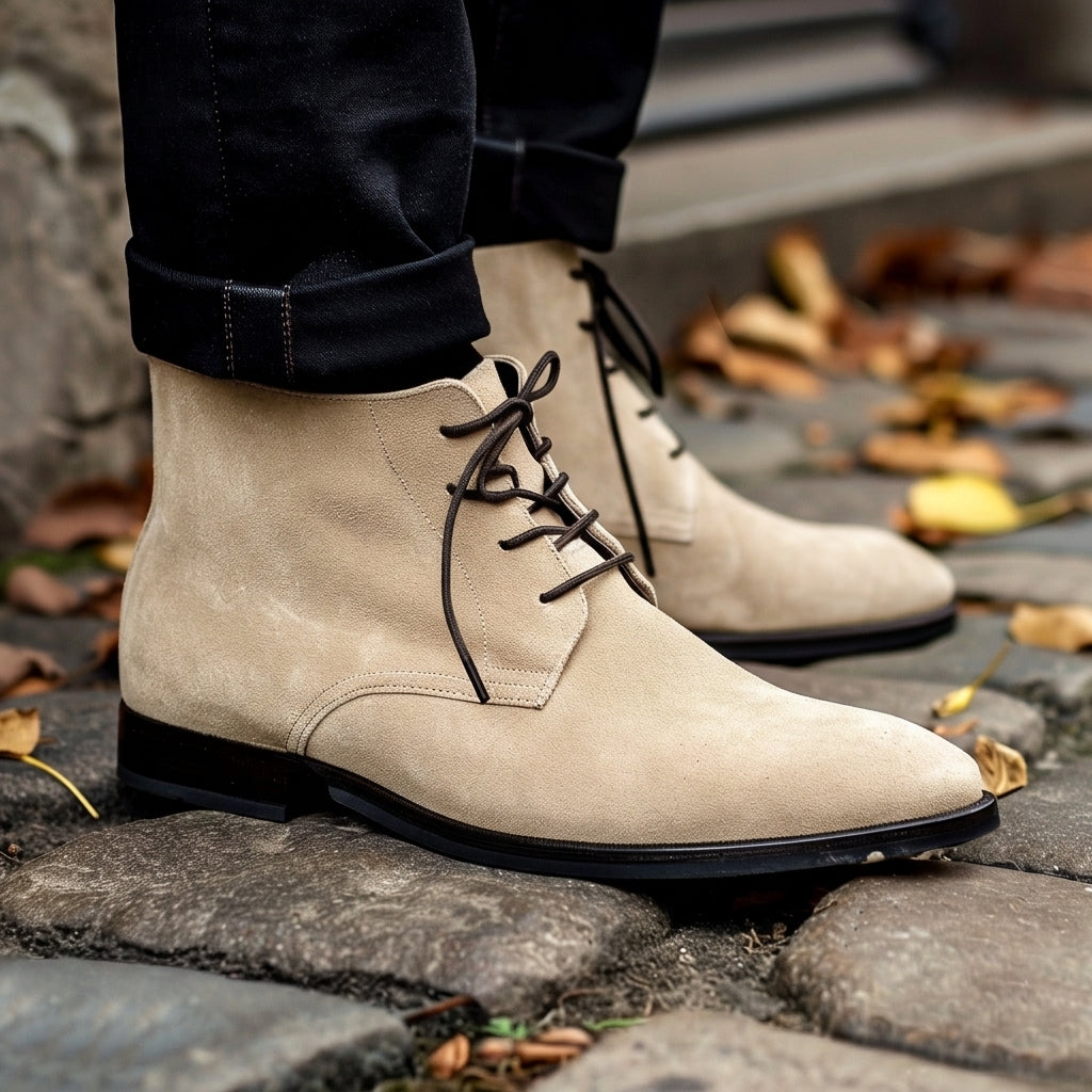 Beige Suede Fabrizio Lace Up Chukka Boots