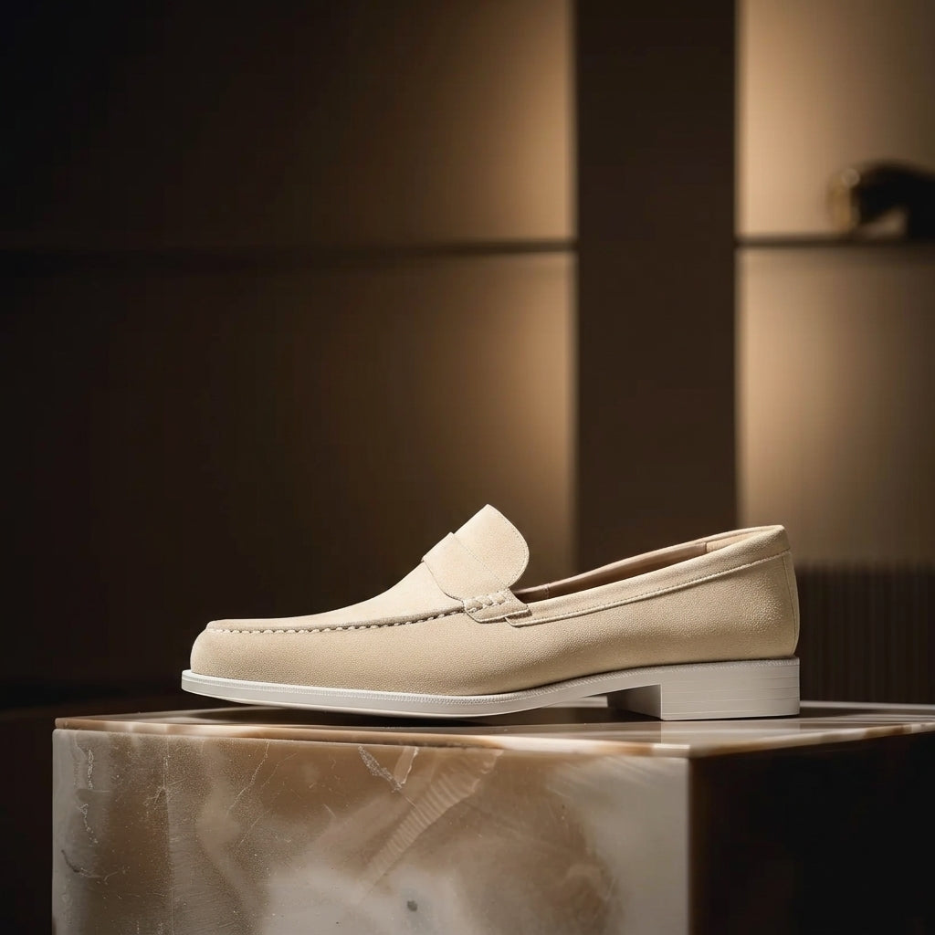 Beige Suede Franco Loafers