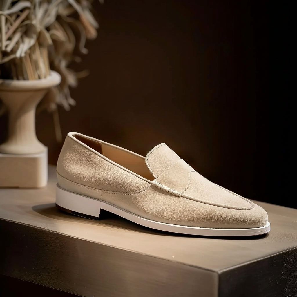 Beige Suede Gaetano Loafers