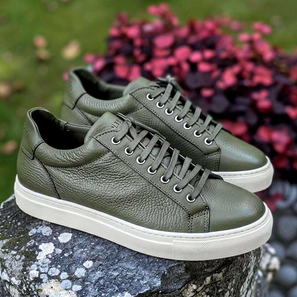 Green Camillo Sneaker With White Sole