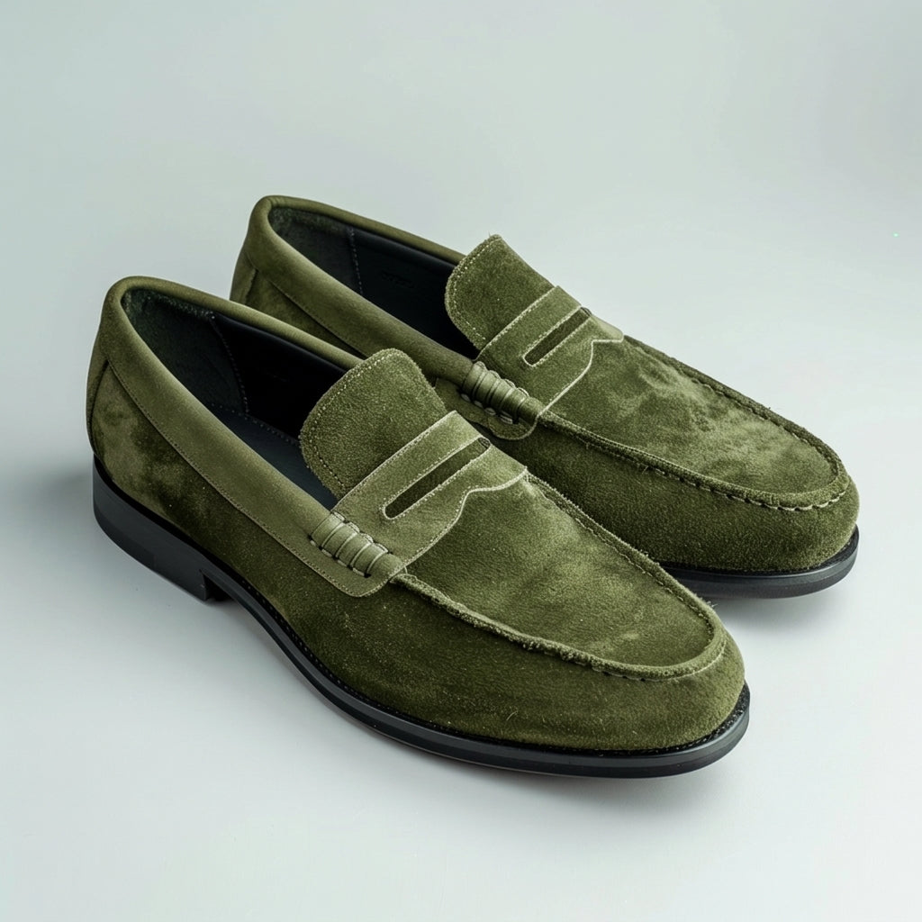 Green Suede Aristide Loafers
