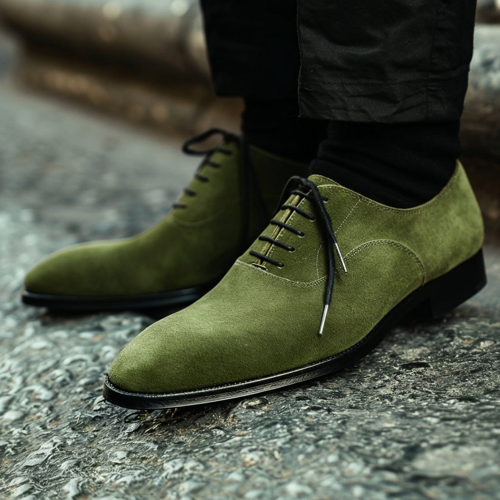 Green Suede Maurilio Oxfords