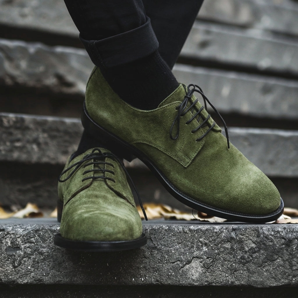 Green Suede Nazario Oxfords