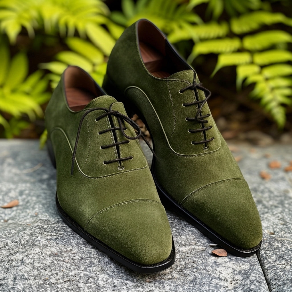 Green Suede Nestore Oxfords