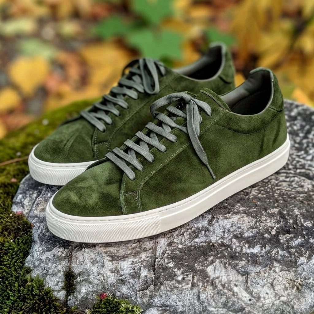 Green Suede Nino Lace Up Sneakers