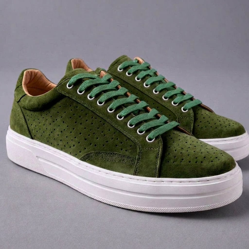 Green Suede Oreste Lace Up Sneakers