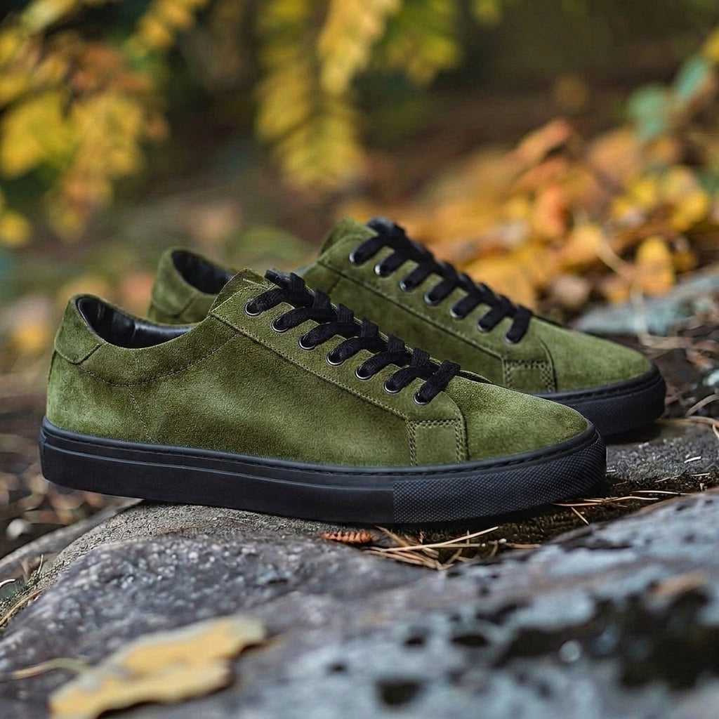 Green Suede Ottavio Lace Up Sneakers