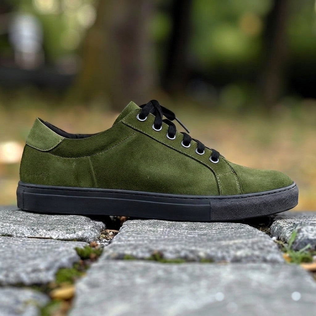 Green Suede Pasquale Lace Up Sneakers