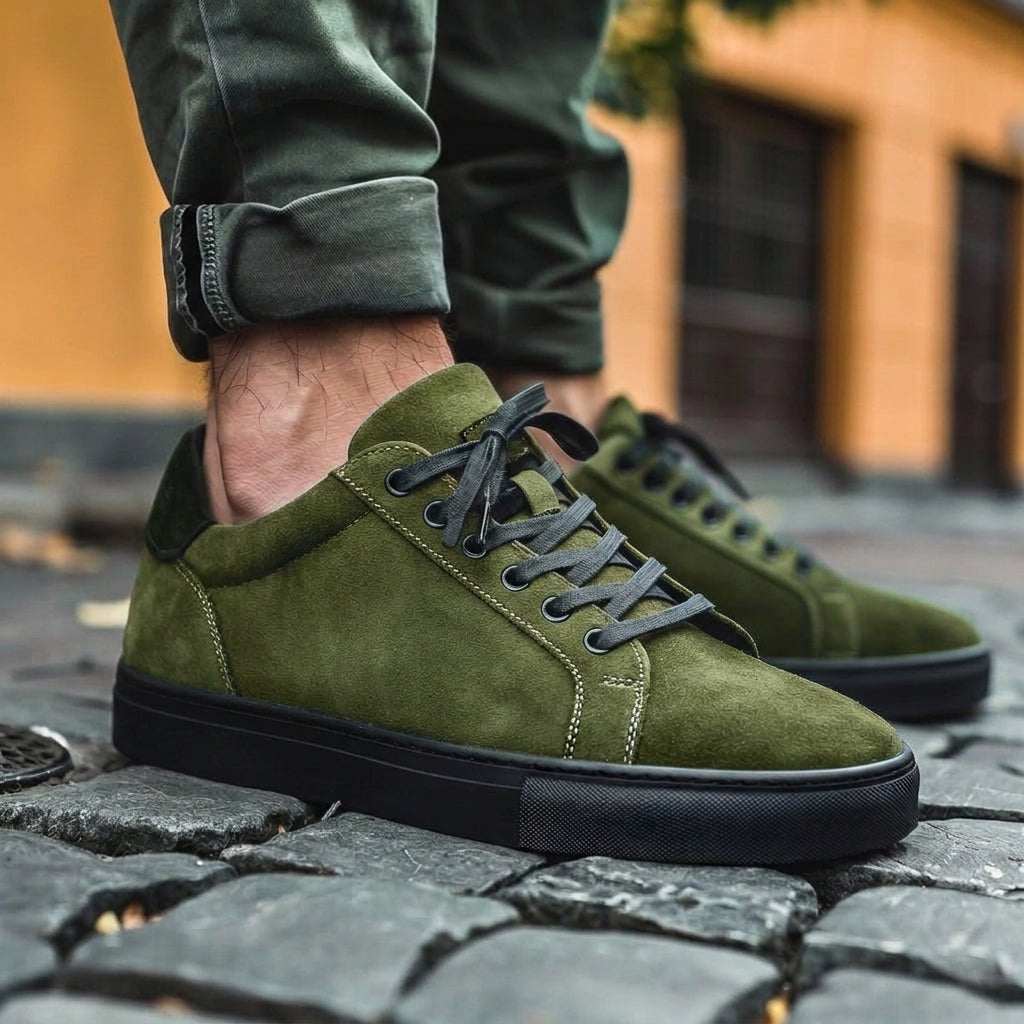 Green Suede Patrizio Lace Up Sneakers