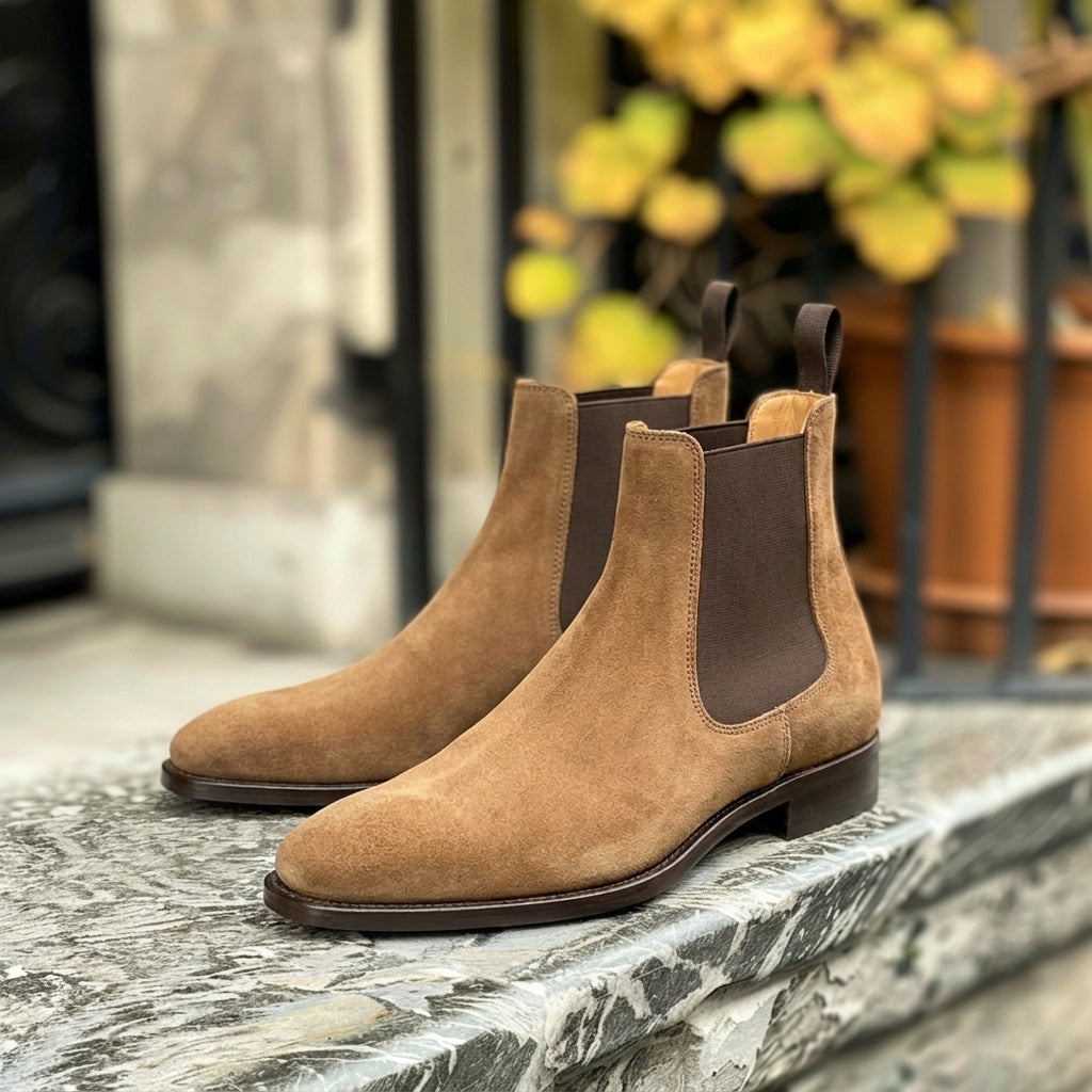 Brown Nubuck Leather Andrea Chelsea Boot
