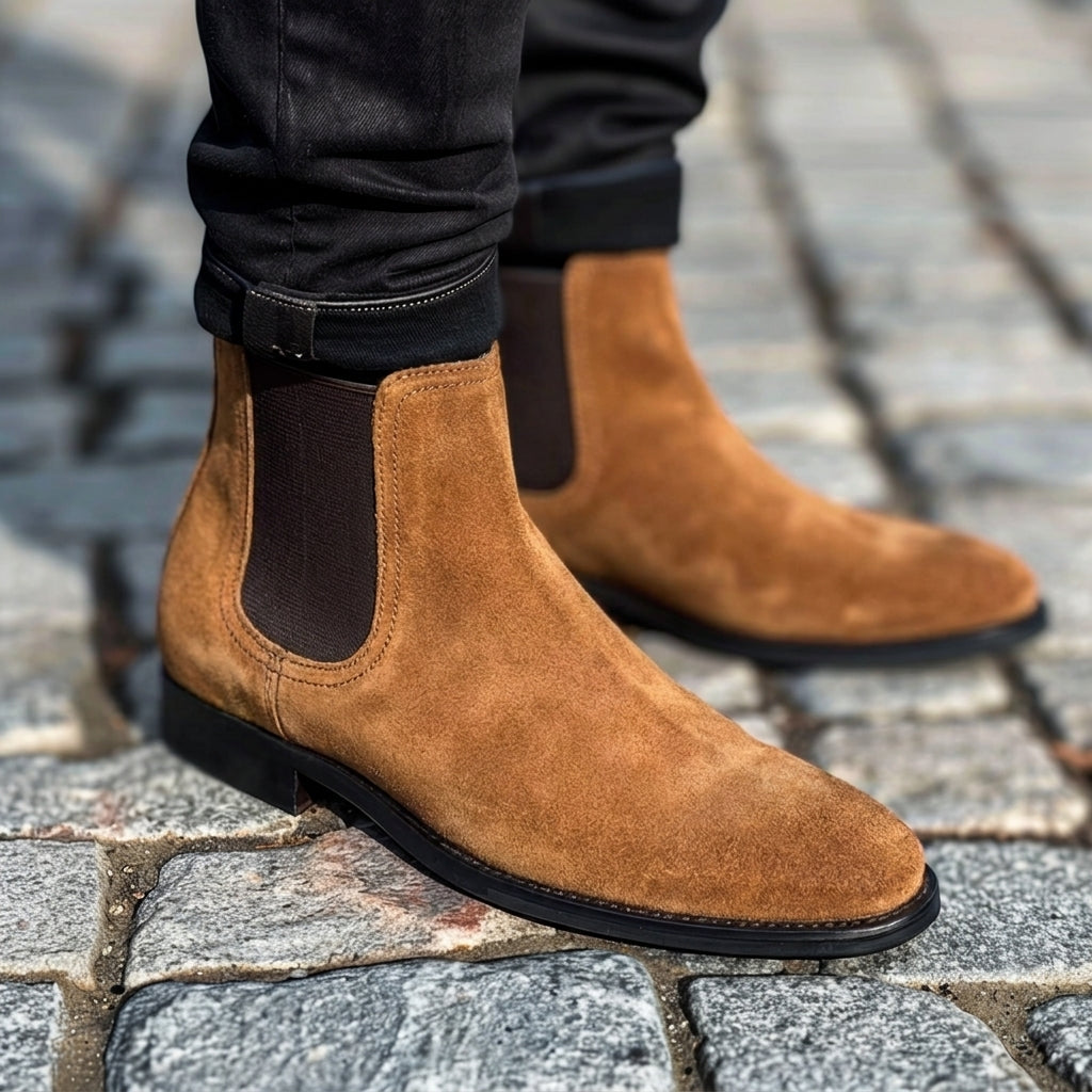Brown Nubuck Leather Angelo Chelsea Boot