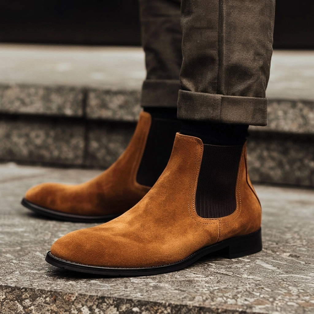 Brown Nubuck Leather Antonio Chelsea Boot