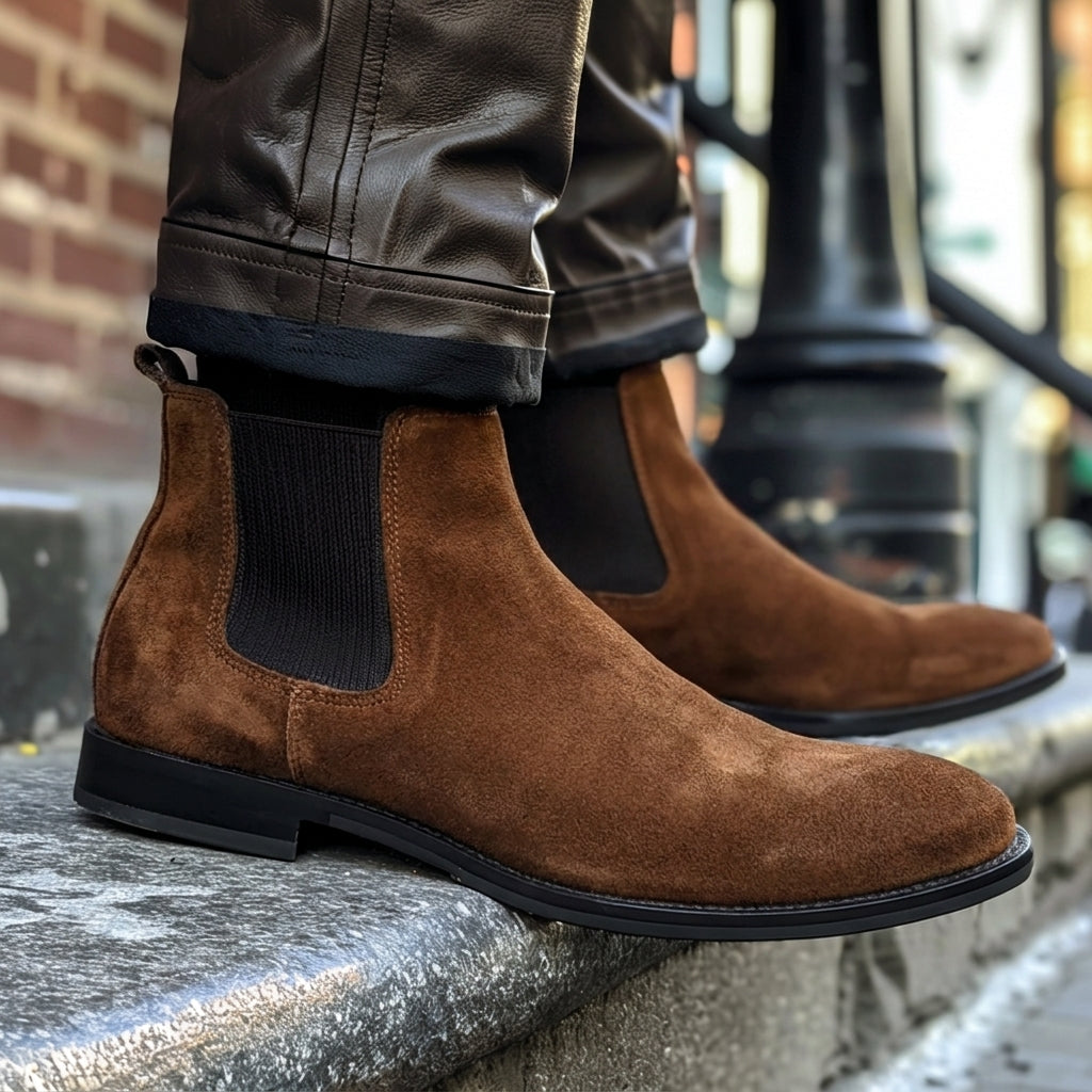Brown Nubuck Leather Apollonio Chelsea Boot