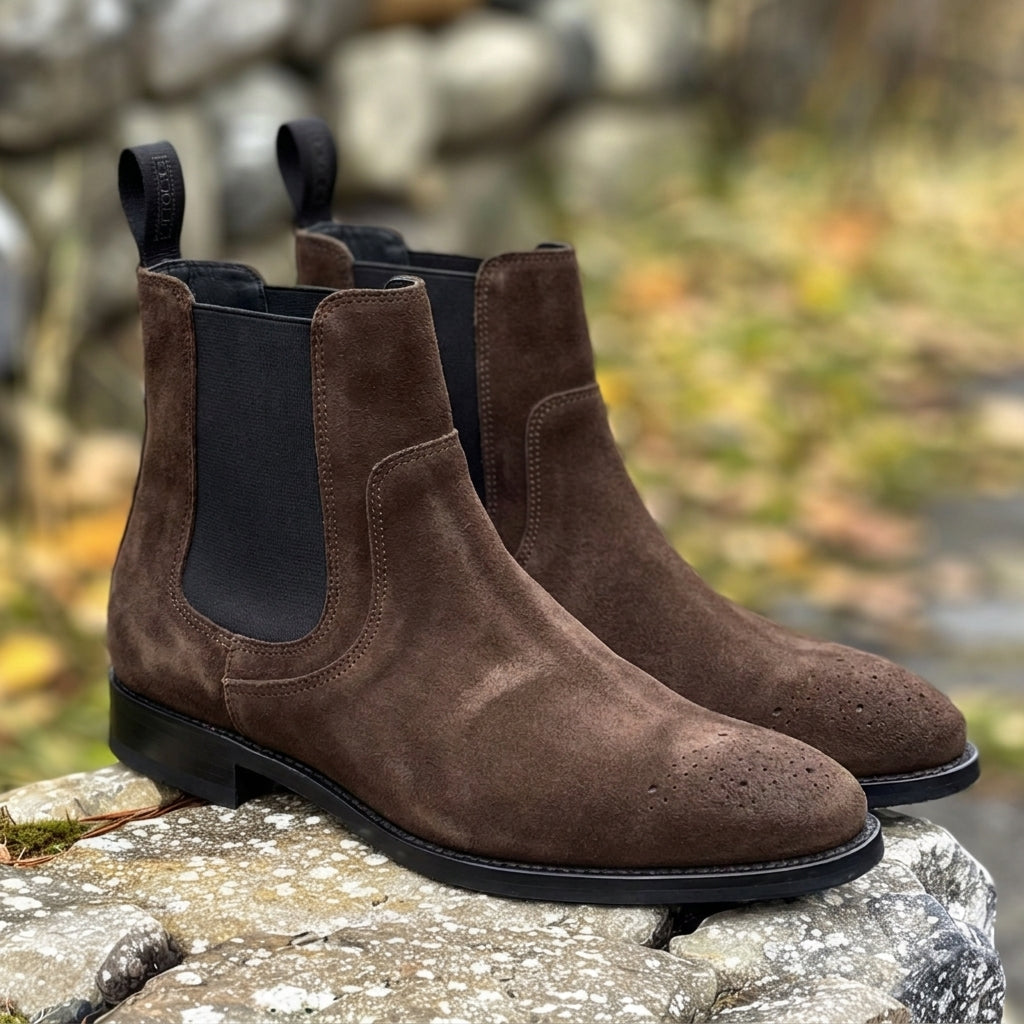 Brown Nubuck Leather Aureliano Chelsea Boot