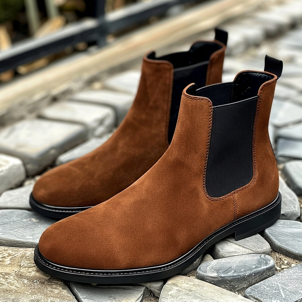 Brown Nubuck Leather Basilio Chelsea Boot