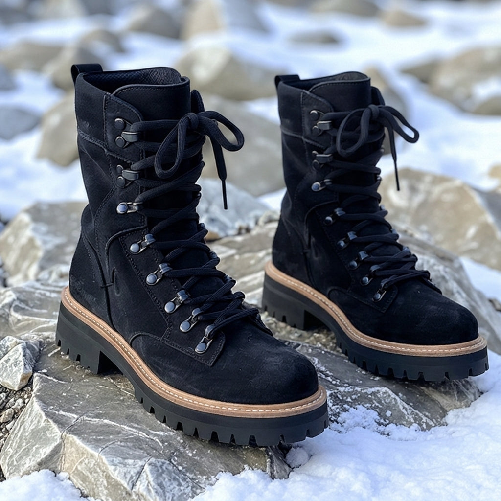 Black Suede Leather Cosimo Combat Boot