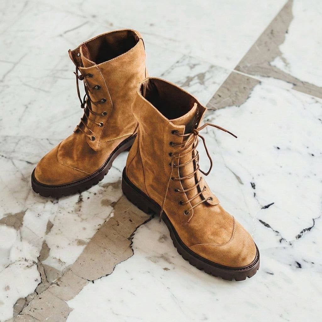 Brown Nubuck Leather Alessio Combat Boot