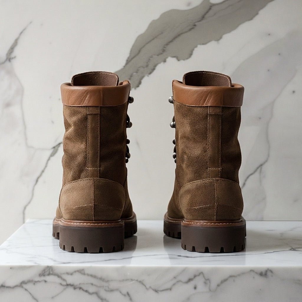 Brown Nubuck Leather Antonio Combat Boot