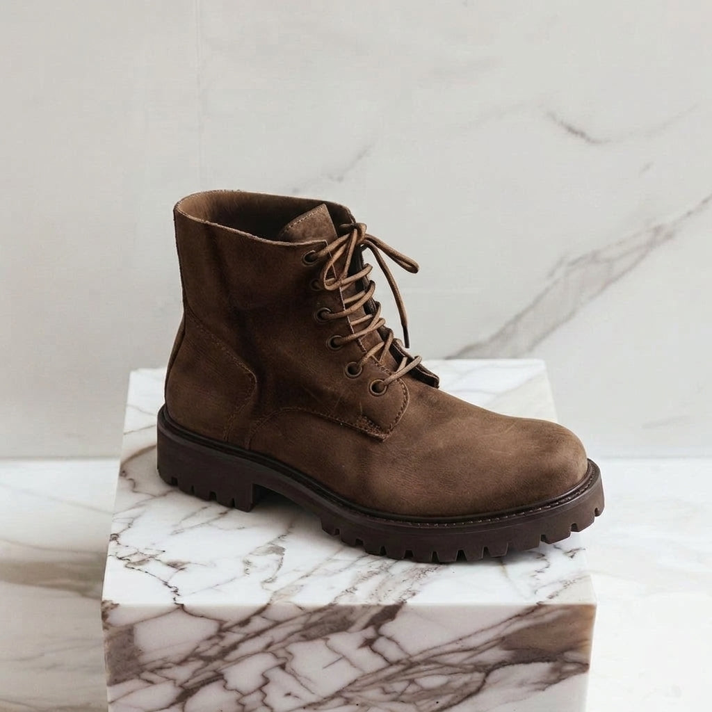 Brown Nubuck Leather Arturo Combat Boot